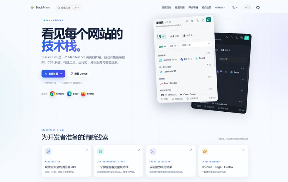 浏览器插件StackPrism-识别前端框架技术